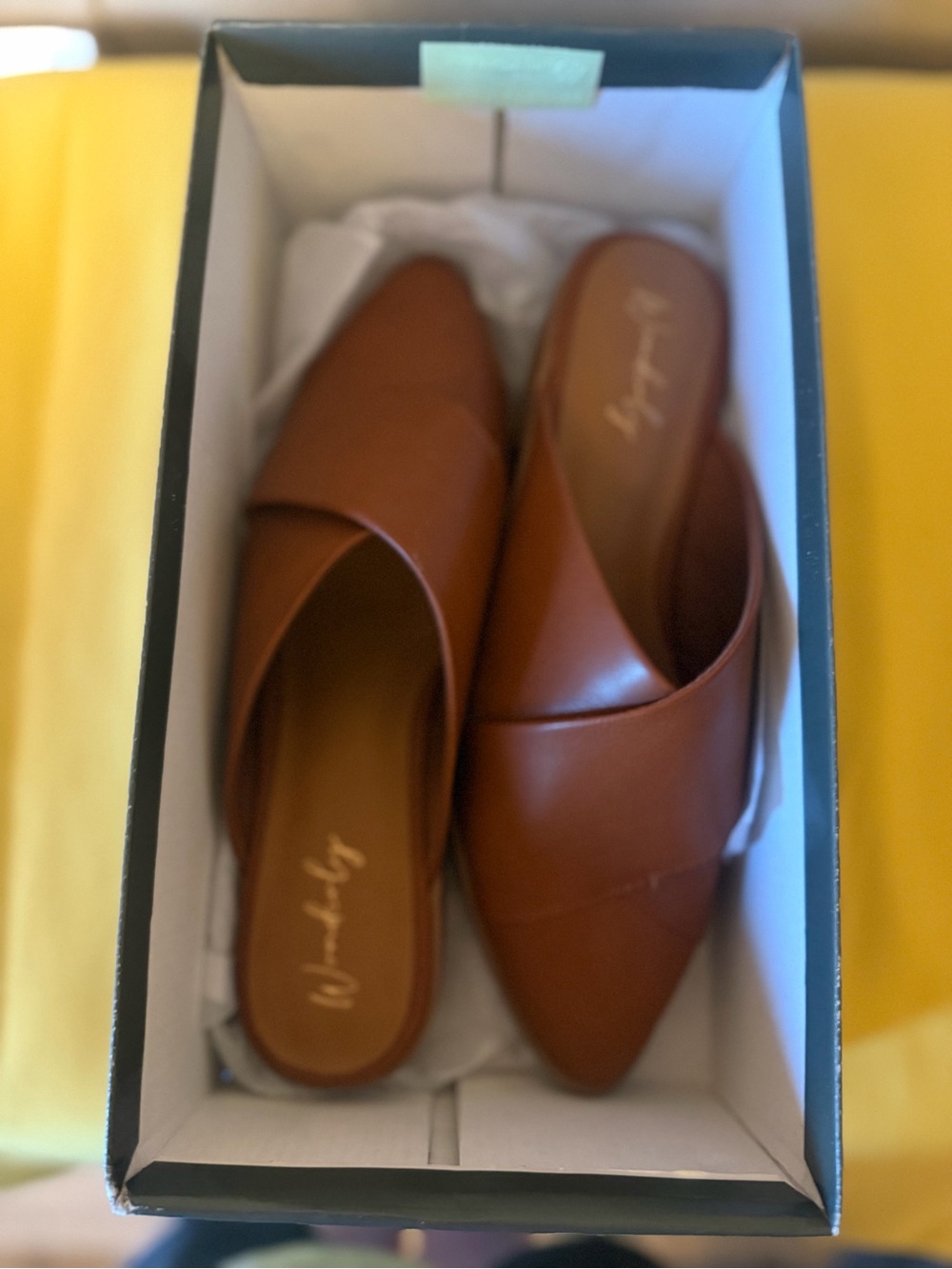 Wonderly Pointed Slip-On Mules in Warm Brown